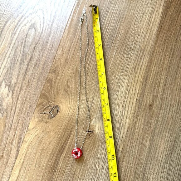 Red Pendant Fun Necklace On Silver Chain - Picture 3 of 3